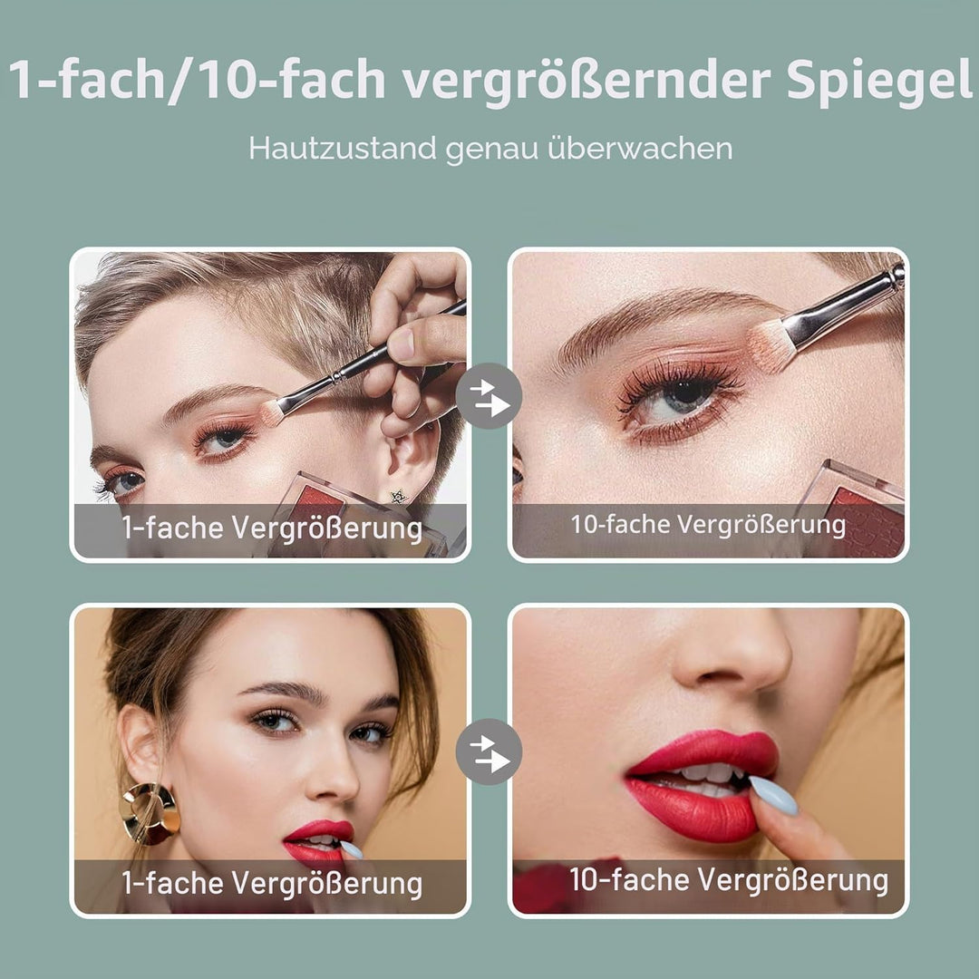 TUSHENGTU 16,5 cm Clip-on-Schminkspiegel mit Licht, Schwanenhals-Reise-Flachspiegel, USB-Aufladung (
