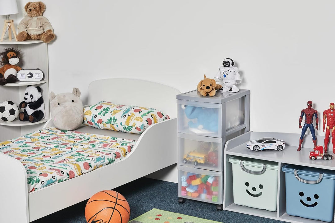 Iris Ohyama Kunststoff-Schubladenbox mit Rollen, 3 tiefen Schubladen, Grau, Griffe zum Ziehen, Für S