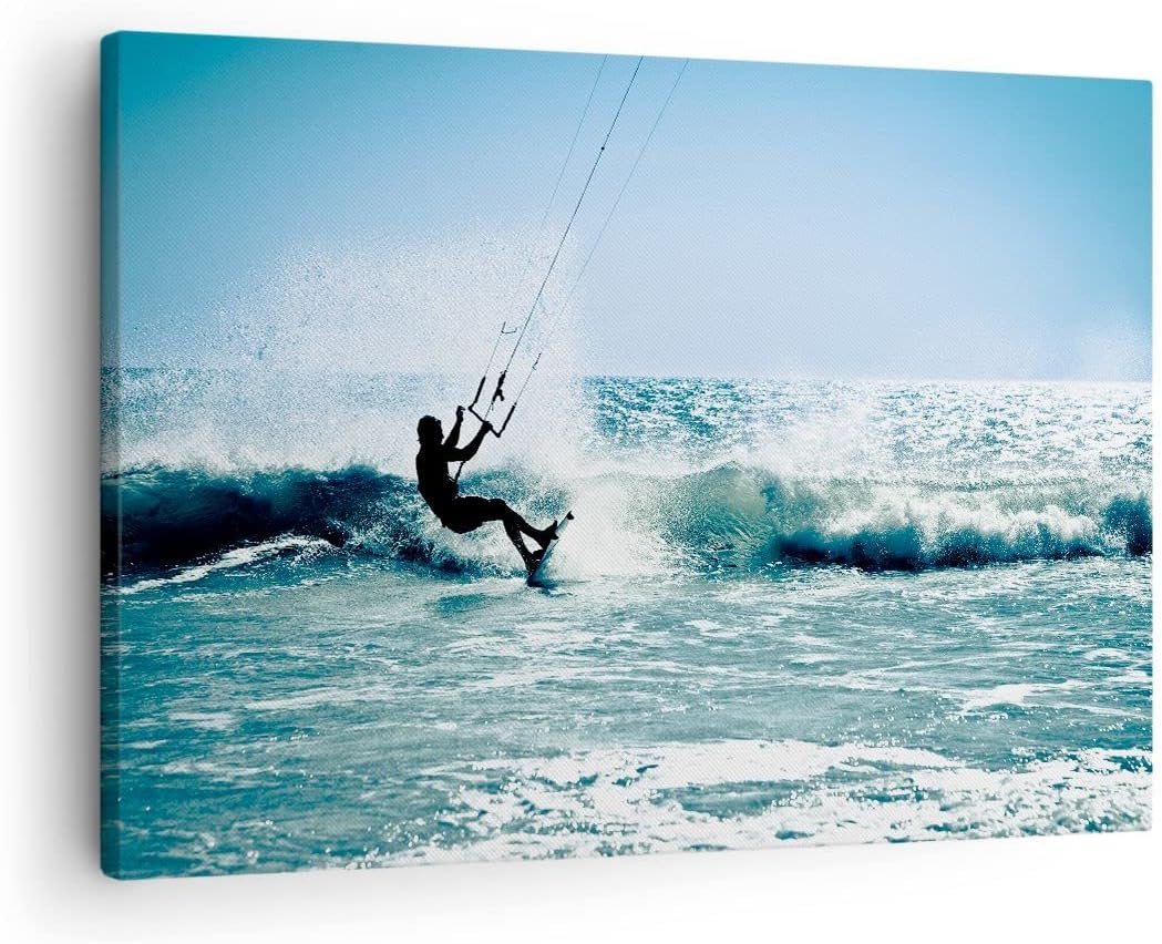 Bilder auf Leinwand Drachen-Surfen Wasser Ozean Leinwandbild 70x50cm Wandbilder Dekoration Wohnzimme