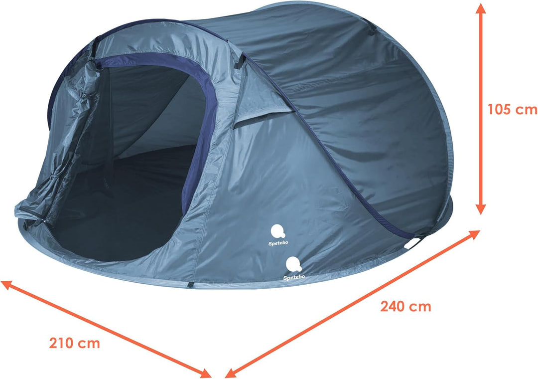 Pop Up Wurfzelt für 2-3 Personen in blau, grün oder Silber - Trekking und Camping Sofortzelt - Autom