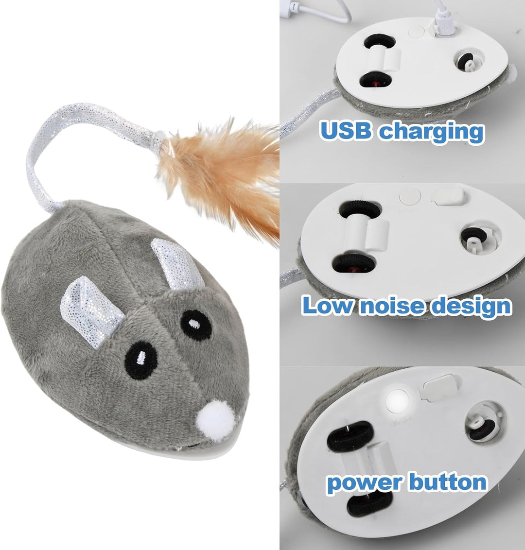 Katzenspielzeug Elektrisch Spielmaus, mit USB Kabel Wiederaufladbares, Katzenspielzeug Mäuse, Cat To