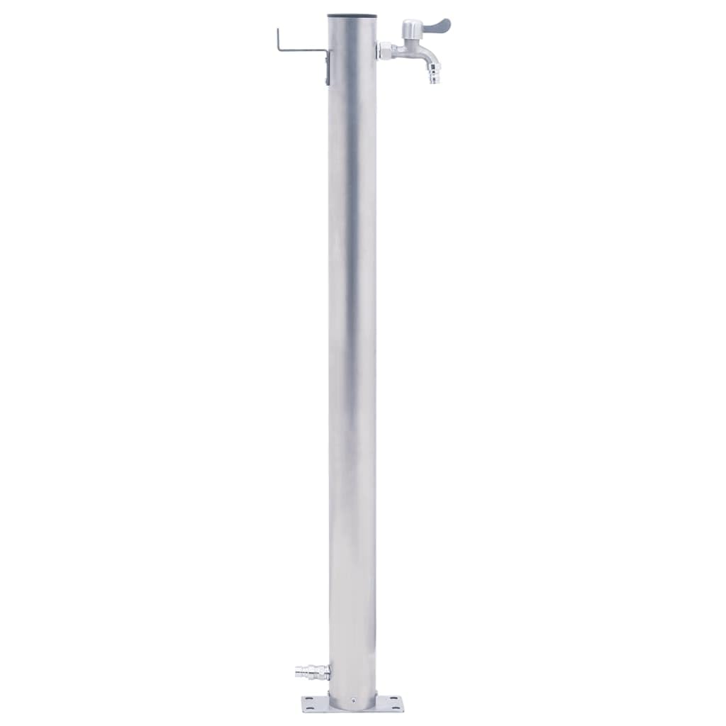 Tidyard Wassersäule Wasserzapfsäule Wasserzapfstelle Brunnen für den Garten 100 cm Edelstahl Rund 10