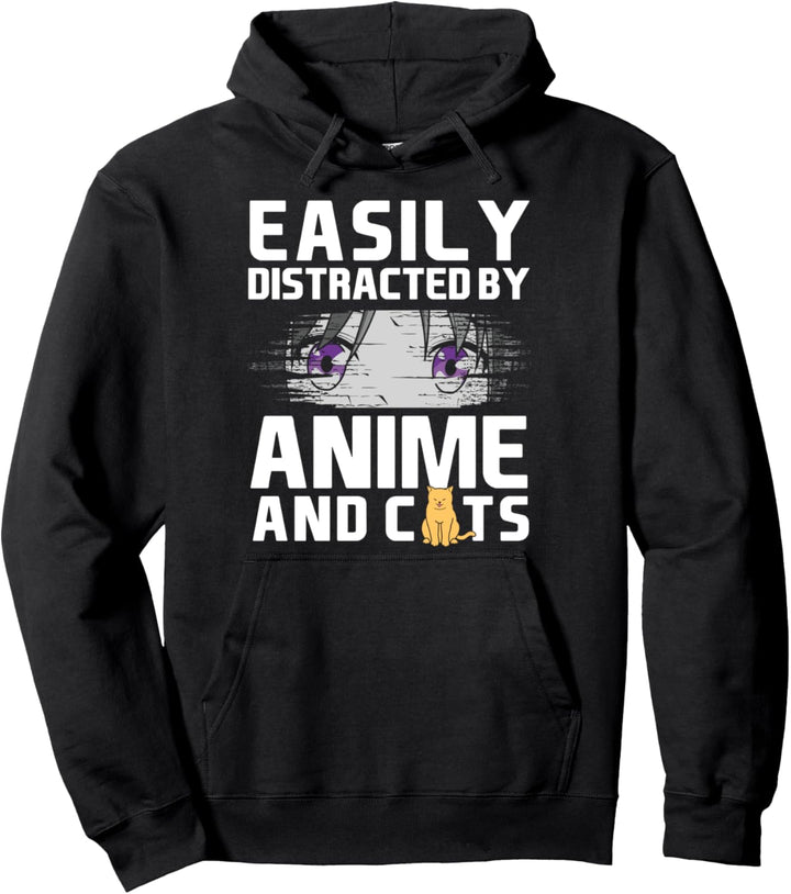 Leicht ablenkbar durch Anime und Katzen Kawaii Anime Pullover Hoodie