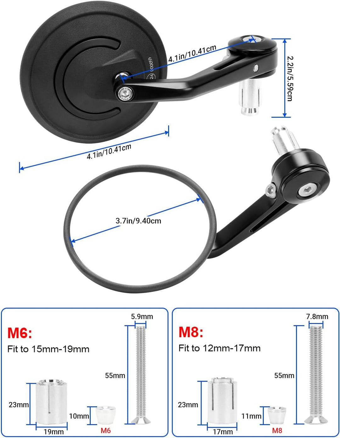 SUPAREE Motorrad Spiegel Universal Motorrad Spiegel e-geprüft lenkerendenspiegel e geprüft rund 360°
