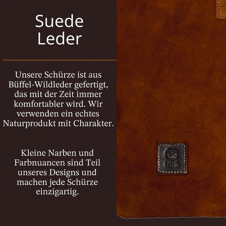 Grill-Arbeitsschürze aus Leder mit Werkzeugtaschen – verstellbare Grill-Kochschürze bis XXL für Männ
