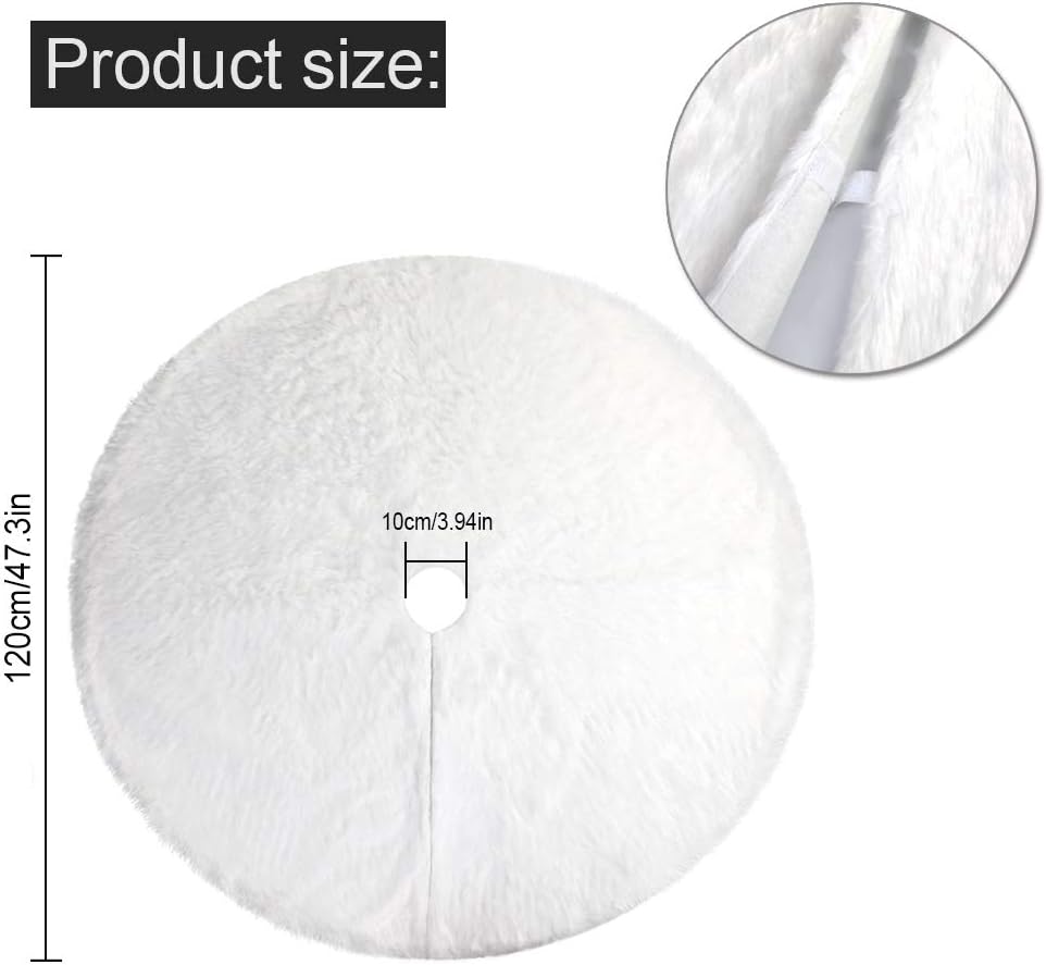 HOWAF 120cm Plüsch Weihnachtsbaum Rock Christbaumdecke Weiss Weihnachtsbaumdecke Christbaumständer T