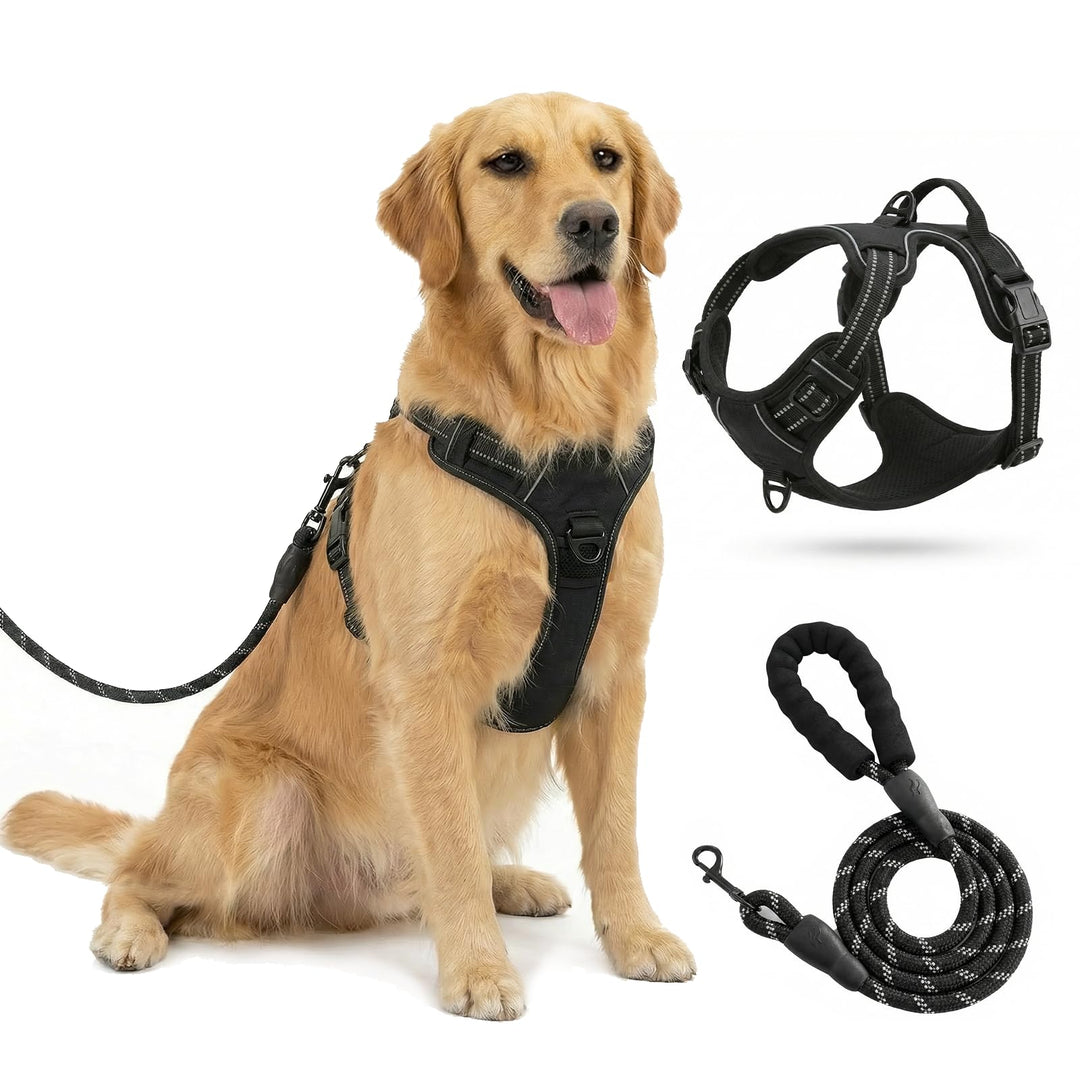 Hundegeschirr mit Griff， mittelgrosse & Grosse Hunde - Hunde Geschirr，Atmungsaktiv Reflexstreifen Br