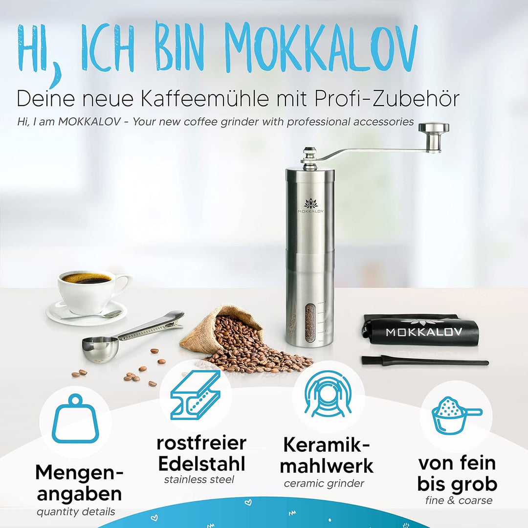 LÖWENKÖNIG® MOKKALOV Edition - Kaffeemühle manuell mit Keramik-Kegelmahlwerk I Kaffeemühle Hand - Ha