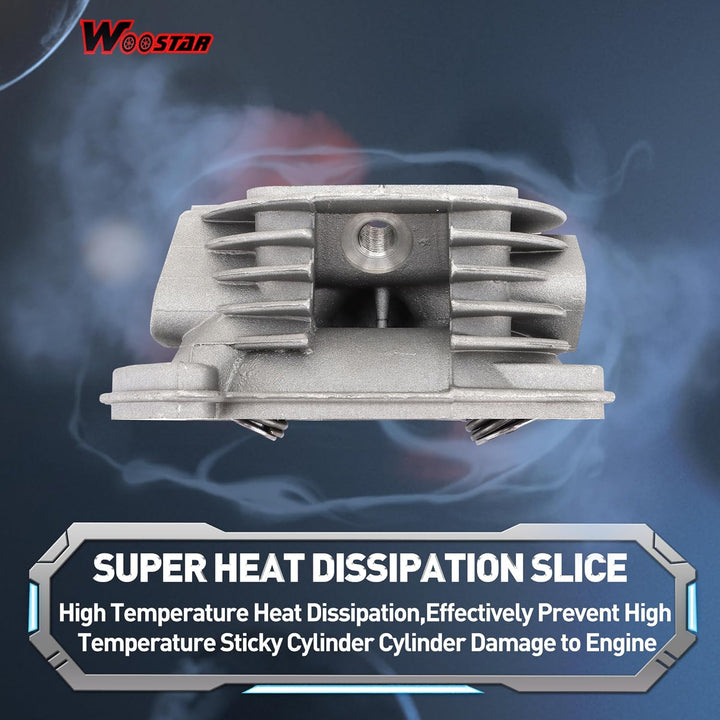 WOOSTAR 39mm Zylinderkopf 64mm Ventile Ersatz für 4-Takt GY6 49ccm 50ccm ATV Roller Moped 139QMA 139