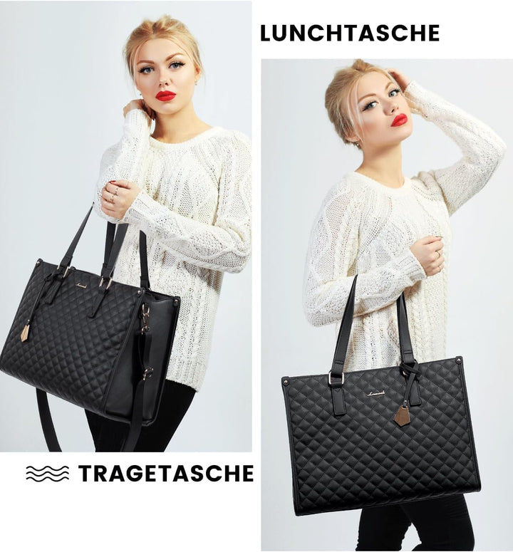LOVEVOOK Laptoptasche Damen mit Isolierted Lunch-Fach, 15,6 Zoll Laptop Handtasche, Arbeitstasche Le
