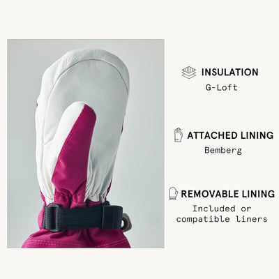 HESTRA Army Leather Heli Ski Jr. Mitt pink 4, pink 4