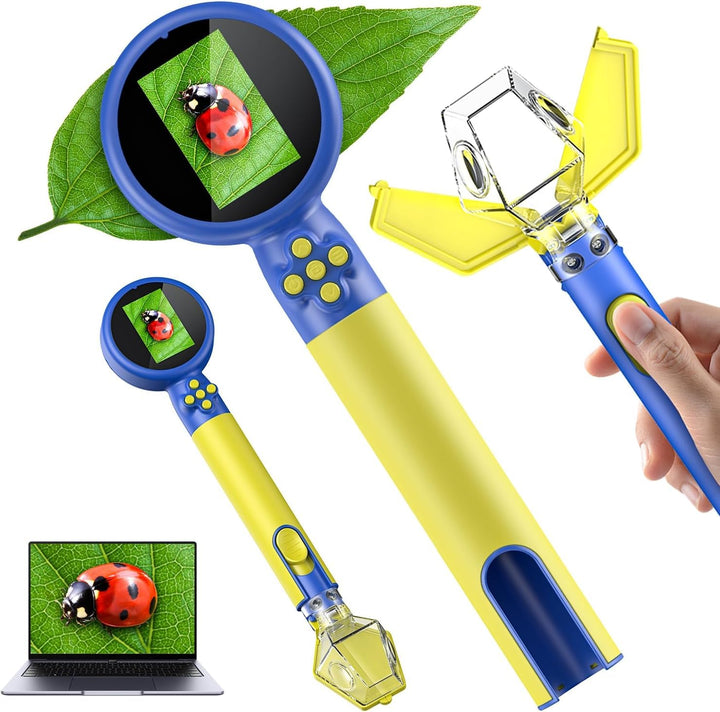 Digital Microscope with Bug Catcher for Children, 500X Digital Microscope for Kids with 2.0" HD Scre