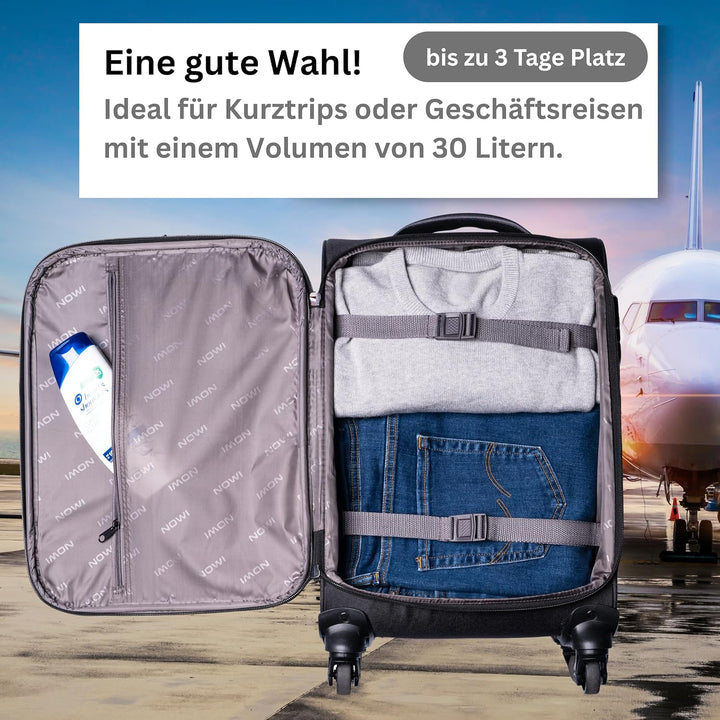 NOWI Sevilla Weichschalen Trolley M – Leichter Stoff Koffer 30L mit 4 Rollen &amp; Zahlenschloss | Handg