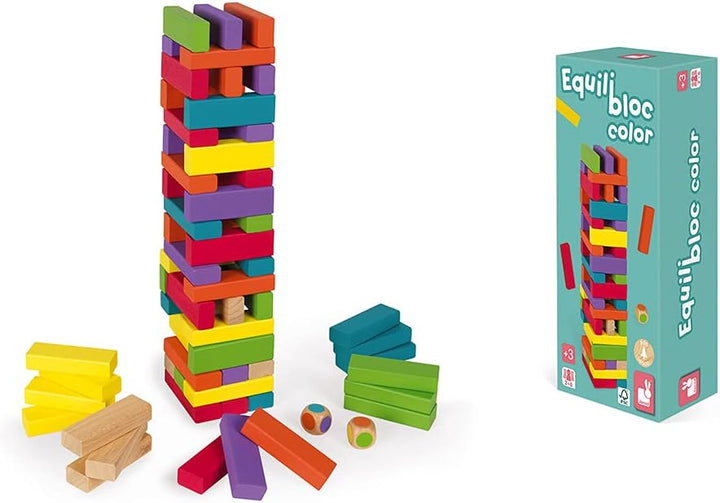Janod J02012 Wooden Coloured Equilibloc, Light Grey 040, 7,5 x 7,5 x 33 cm