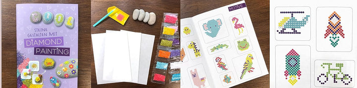 Kreativ-Set Steine gestalten mit Diamond Painting: Anleitung, Werkzeuge und Material für Steine mit