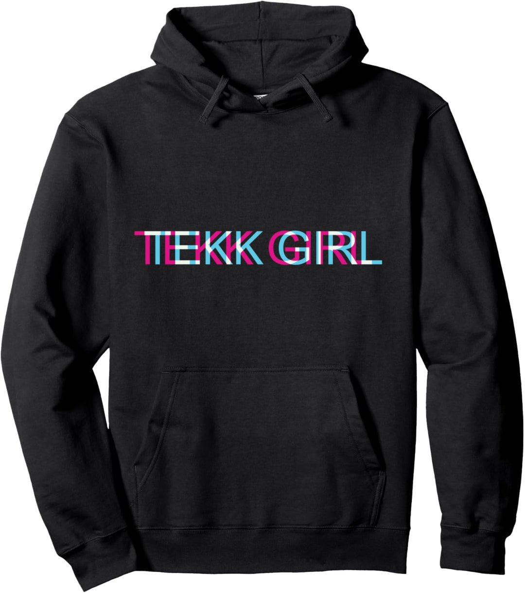 Tekk Girl Rave Techno Trippy EDM | Festival Hardcore Pullover Hoodie