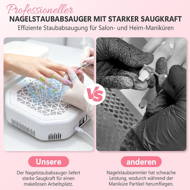 4200 U/min Nagelstaubsauger – geräuscharm, HEPA-Filter. Tragbarer Nagelstaubsauger für Nagelstudio &amp;