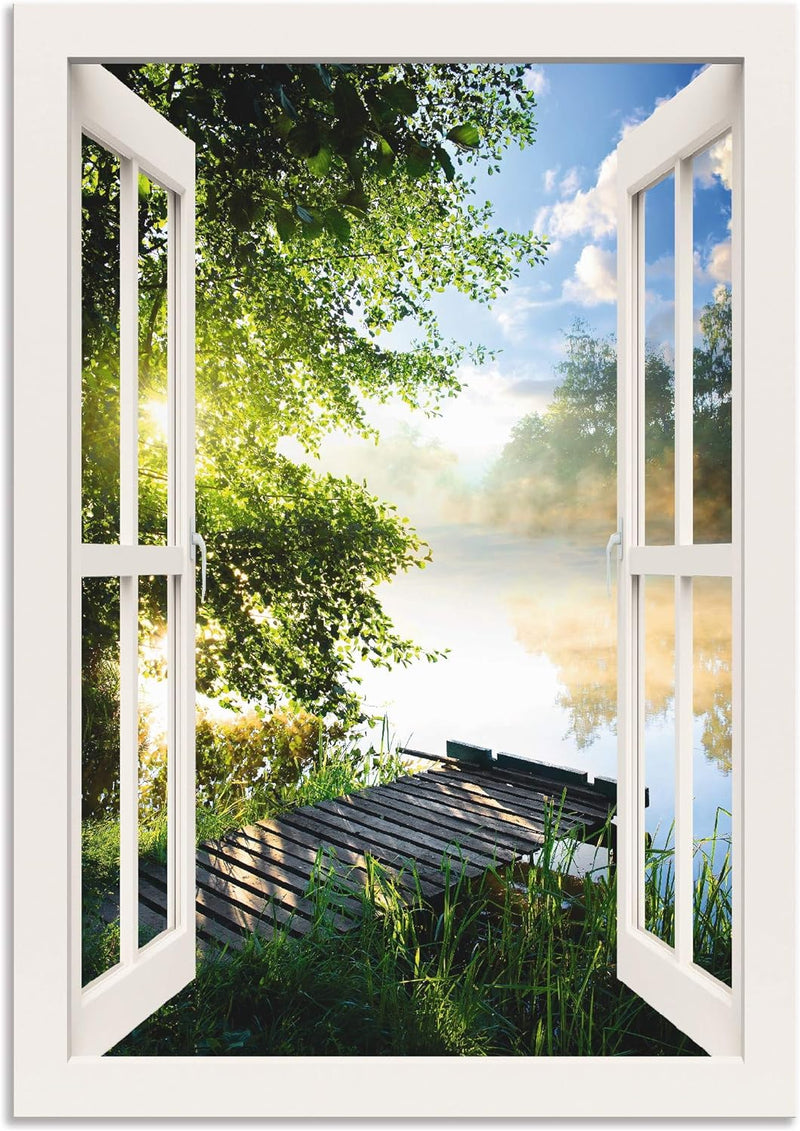 ARTland Wandbild Alu Verbundplatte für Innen & Outdoor Bild 50x70 cm Fensterblick Fenster Landschaft