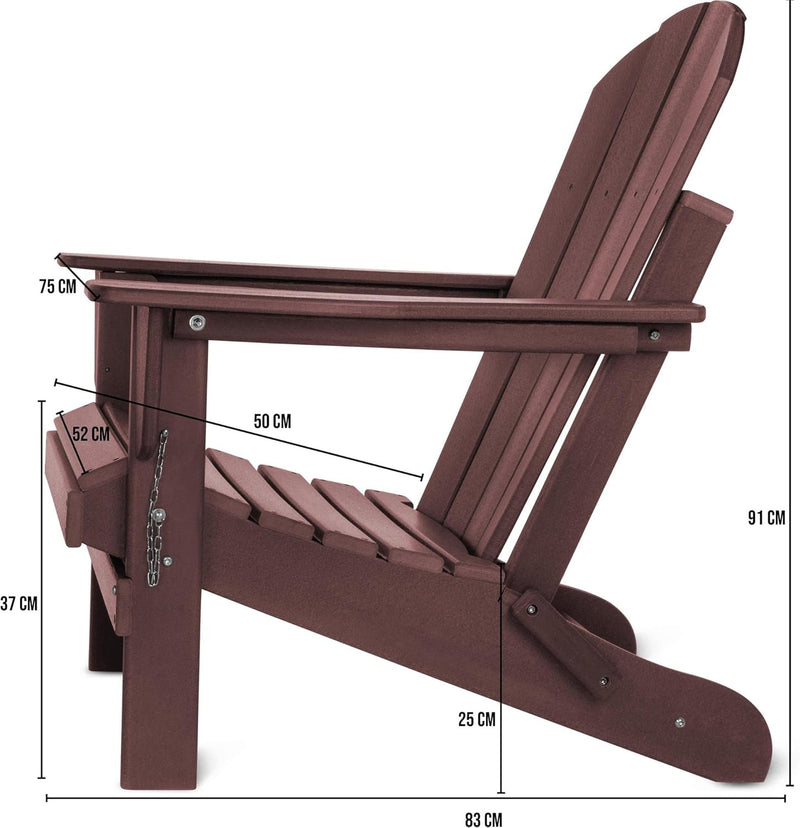 Original Adirondack Stuhl - Klappbarer Gartenstuhl in Holzoptik - Gemütlicher Gartensessel aus stabi