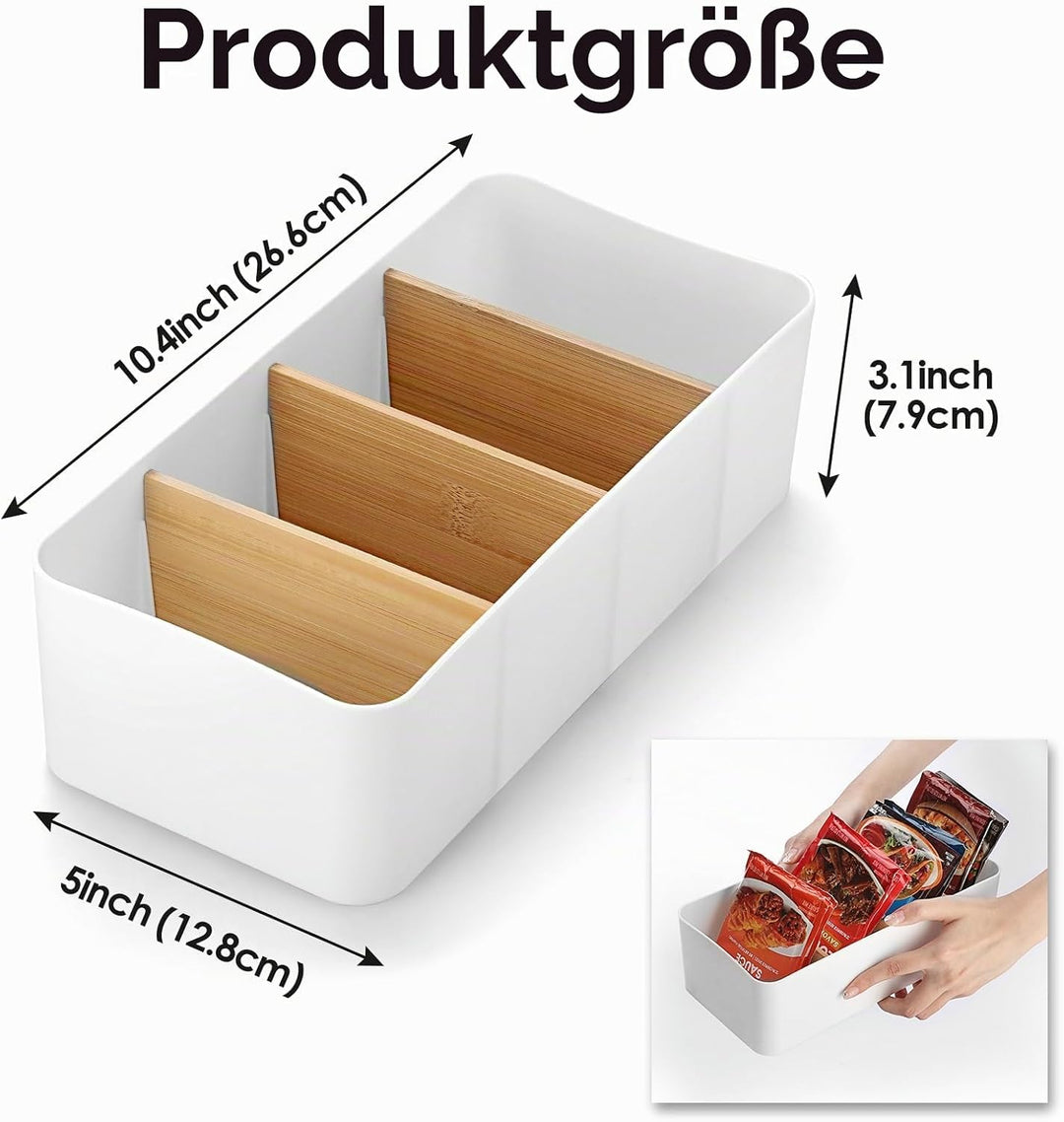 Kunststoff Gewürzbehälter Weiss Gewürzmischung Aufbewahrungsbox Teebeutelbox mit 3 herausnehmbaren B