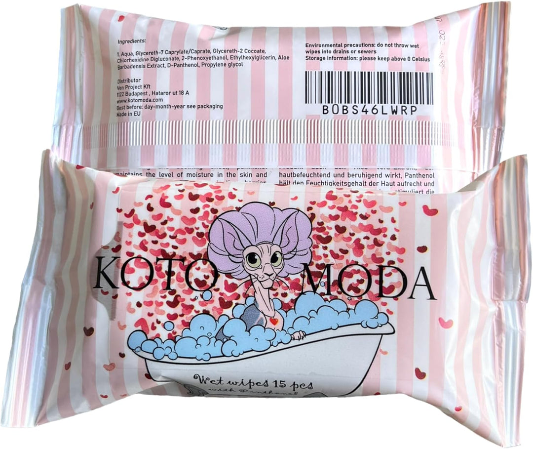 Feuchttücher mit Panthenol für Sphynx Katze für den täglichen Gebrauch (16 Packung/240 Stück) 1 stüc