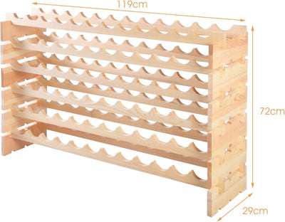 COSTWAY Weinregal Holz, Stapelbares Weinständer mit 6 Ebenen für 72 Flaschen, Flaschenregal Holzrega