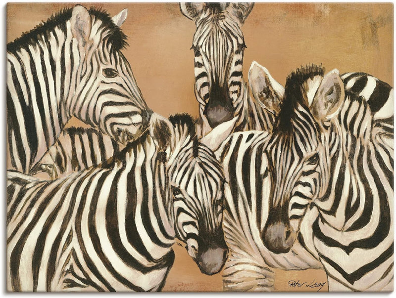 ARTland Leinwandbilder Wandbild Bild auf Leinwand Peter Lang Zebras Tiere Wildtiere Zebra Malerei Or