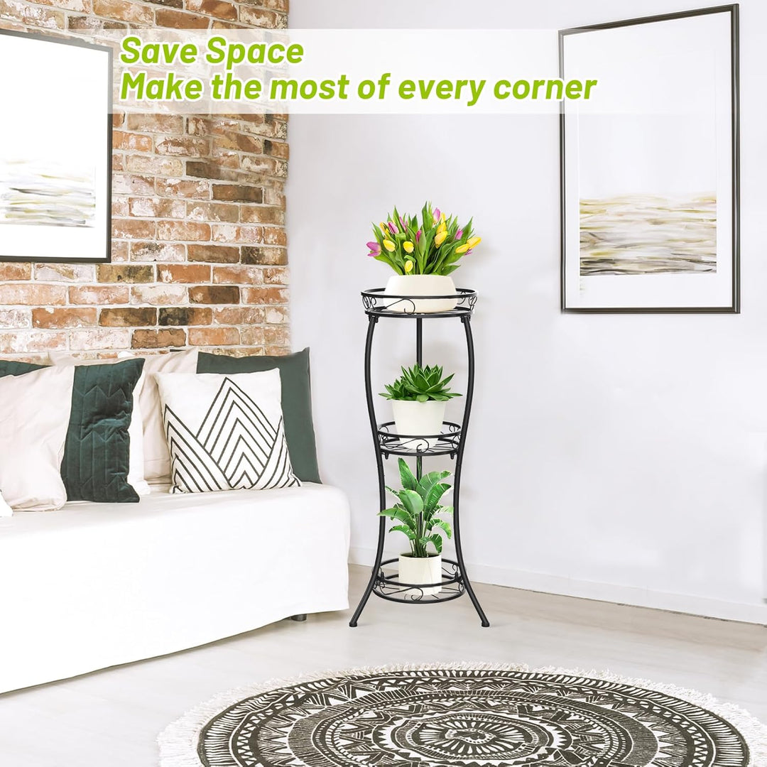 JC-Houser 3 Tier Blumenständer Pflanzenregal, 88 cm Pflanzenständer Metall Blumenregal, Modern Blume