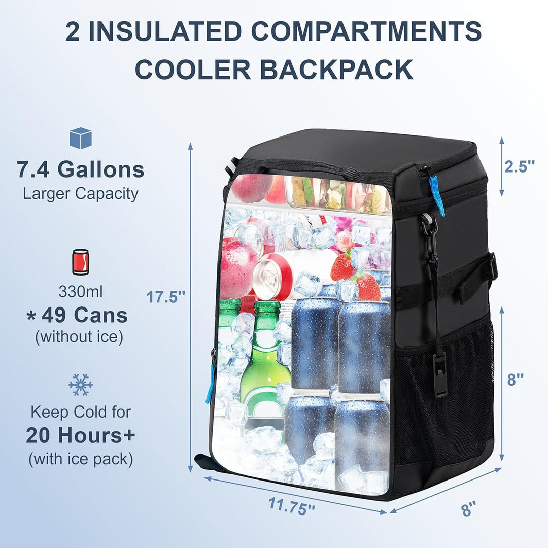SPARTER Rucksack-Kühler, 33/49 Dosen Kühlrucksack, Isoliert Thermo Rucksack, Auslaufsicher, Wasserdi
