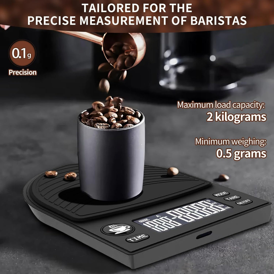 Mini-Kaffeewaage Mit Timerfunktion, 2 Kg WäGebereich / 0,1 G HochpräZision, Wiederaufladbar, Hochprä