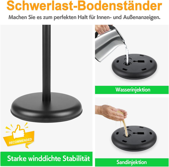 Infoständer DIN A4 210x297mm Höhenverstellbar Edelstahl informationsständer Schawrz (1), 1
