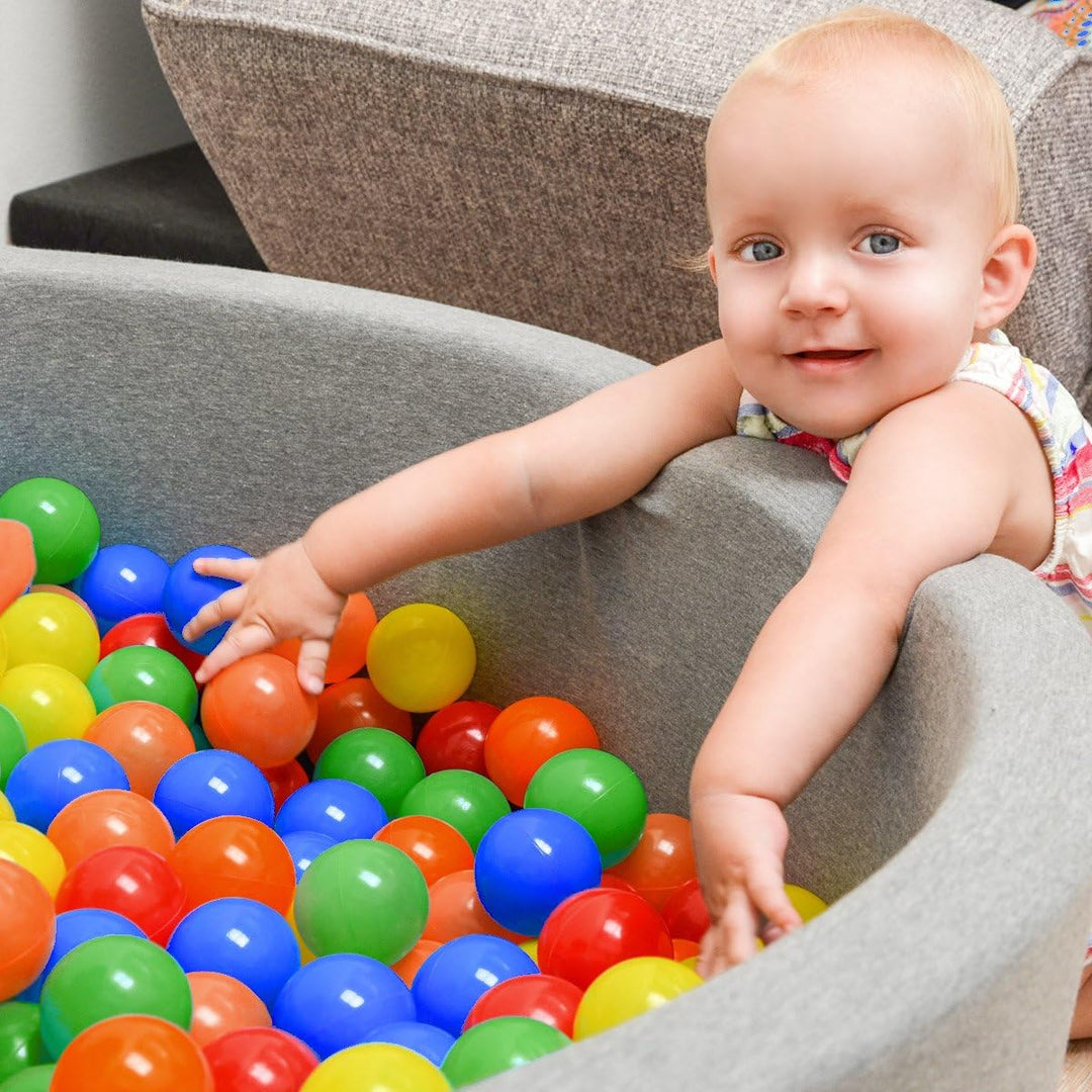 LittleTom 120 Bunte Bälle für Bällebad 5,5cm Babybälle Plastikbälle Baby Spielbälle, 120