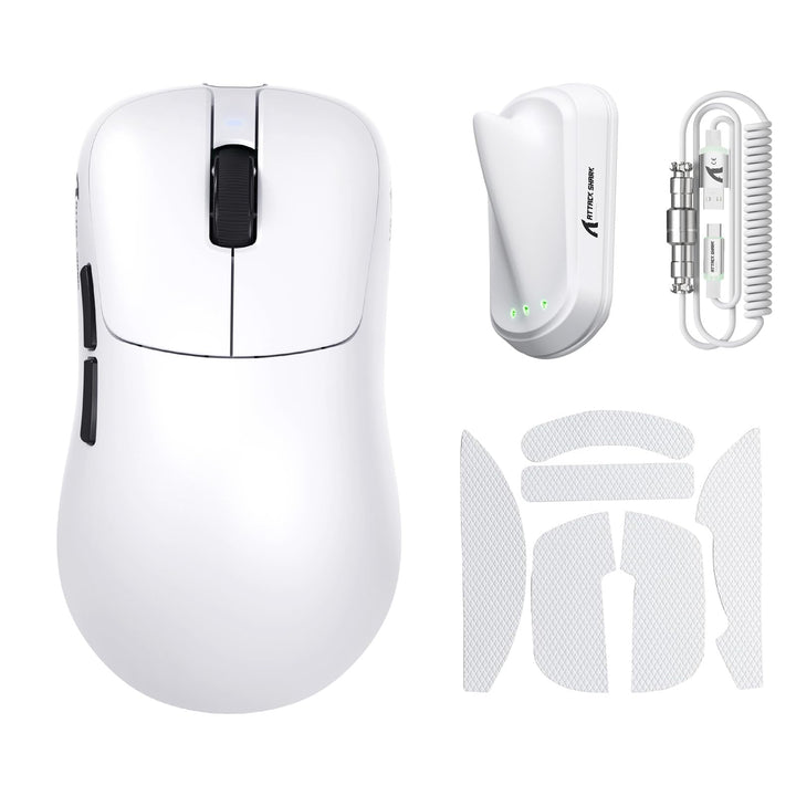 ATTACK SHARK V2 AIR PAW3955MAX Wireless Gaming Mouse with C06 Cable B-White, B-White