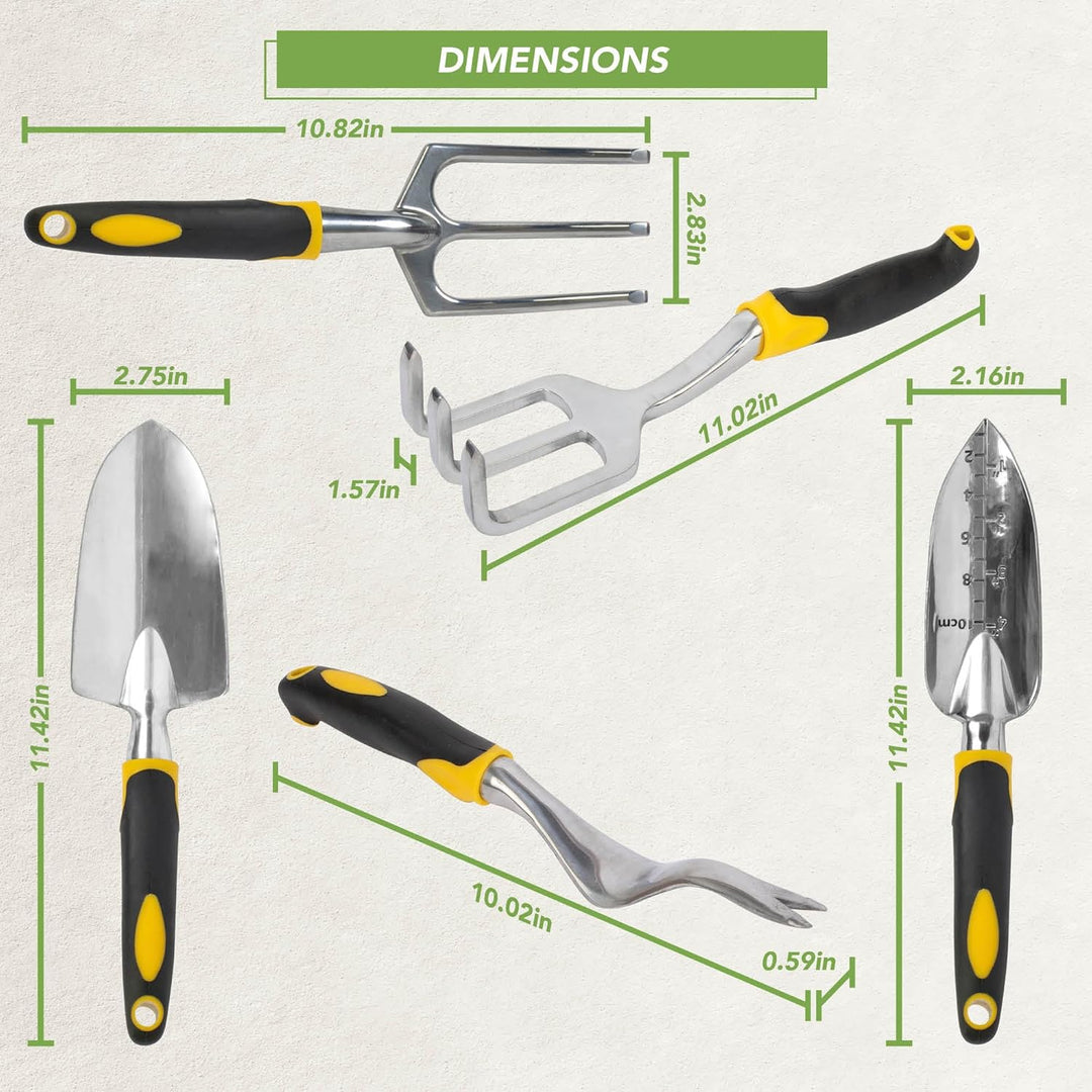 BLOSTM Gartengeräte Set 5-Teilig - Robuste Gartenwerkzeug Set mit Ergonomischen Griffen - Handschauf
