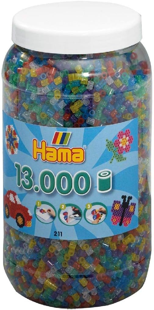 Hama Perlen 211-54 Bügelperlen XXL Dose mit ca. 13.000 bunten Midi Bastelperlen mit Durchmesser 5 mm