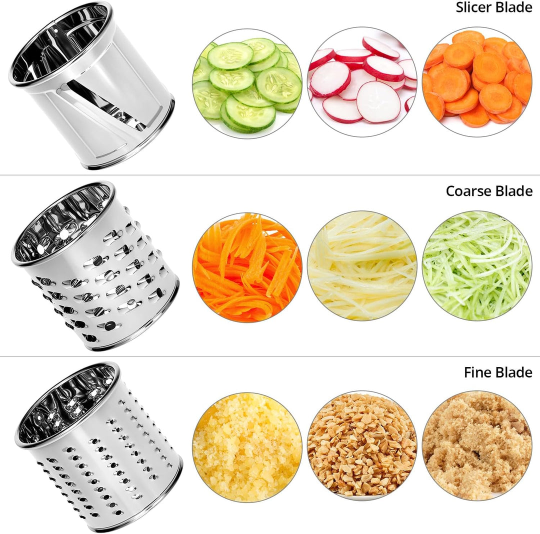 QWORK® Gemüseschneider Set, Edelstahl Slicer Shredder Aufsatz, Julienneschneider, Kompatibel mit Kit
