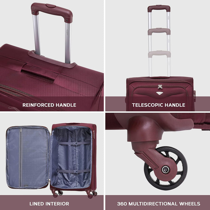 Flight Knight Lightweight 4 Wheel 800D Soft Case Suitcases Anti Crack Cabin & Hold Luggage Options A