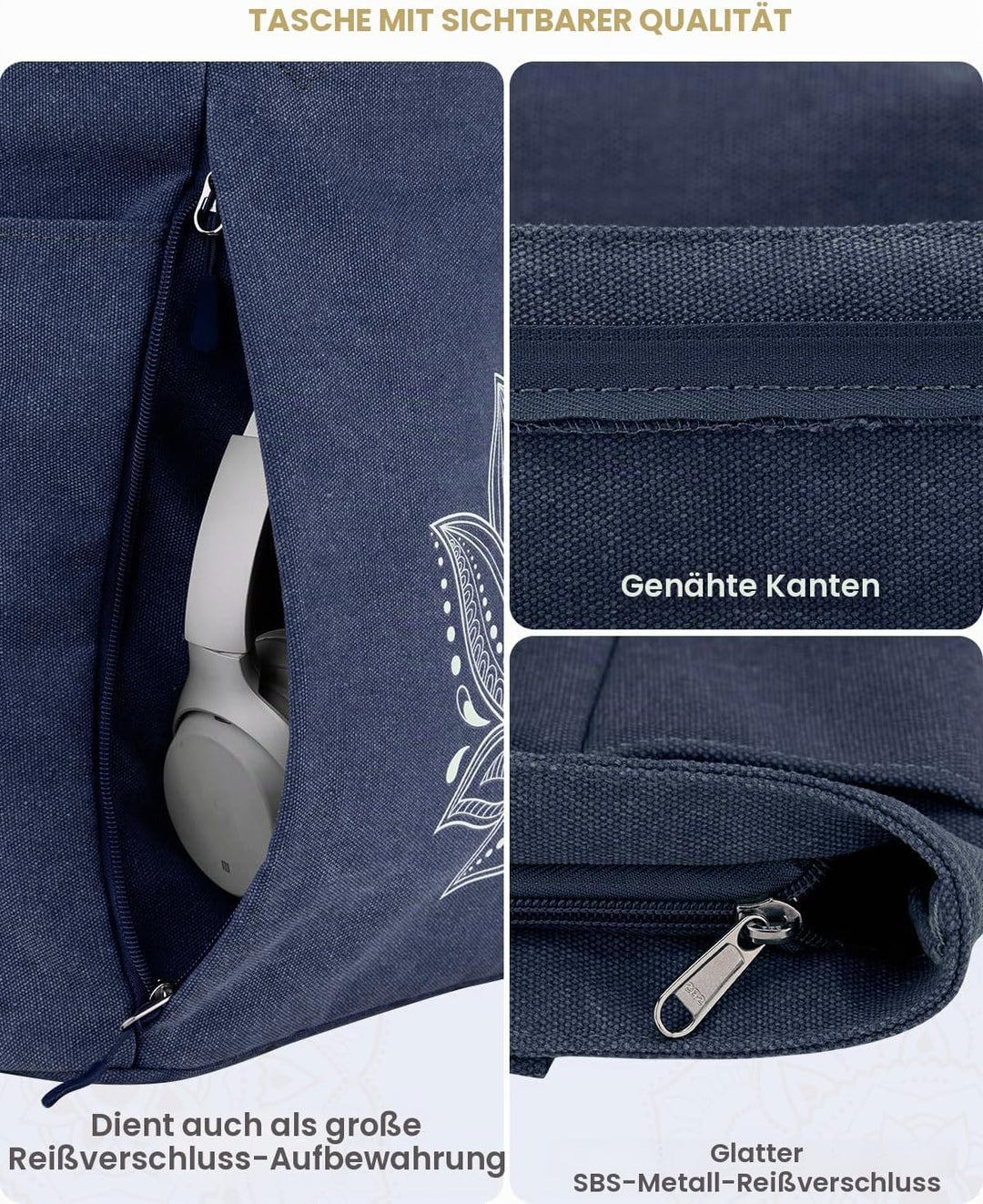 Gonex Yogatasche, Grosse Pilates Tragetasche mit Mehreren Taschen für Damen Herren, Robuste Canvas T