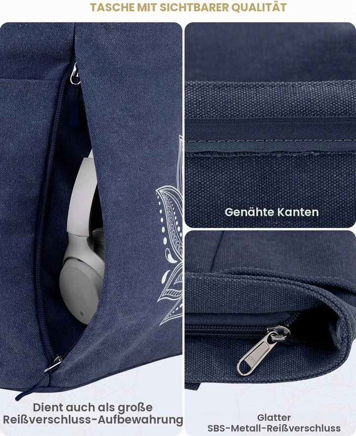 Gonex Yogatasche, Grosse Pilates Tragetasche mit Mehreren Taschen für Damen Herren, Robuste Canvas T