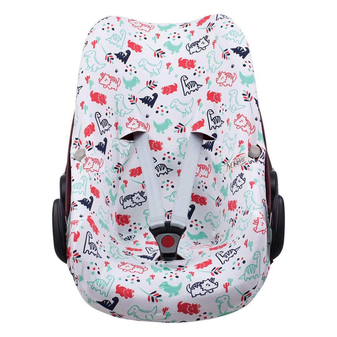 JYOKO KIDS Baumwollbezug für Autositz kompatibel mit Pebble Maxi Cosi, Bebe Confort (Dino Party), Di