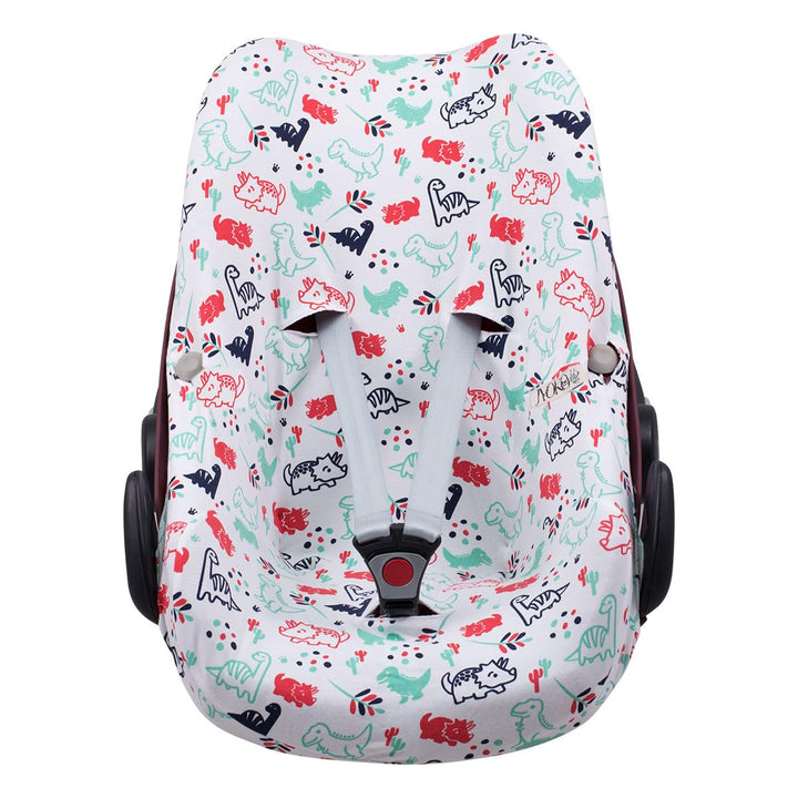 JYOKO KIDS Baumwollbezug für Autositz kompatibel mit Pebble Maxi Cosi, Bebe Confort (Dino Party), Di