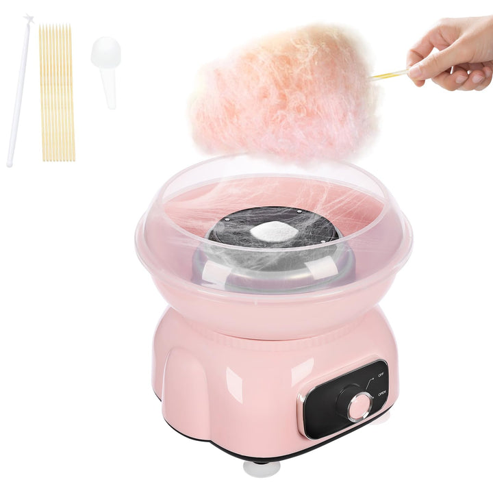 Zuckerwattemaschine Set, 500W Zuckerwatte Maschine mit Plastikstab Löffel und 10 Bambus-Stäbchen, 18