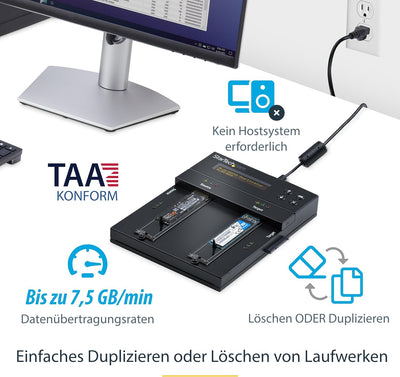 StarTech.com Selbständiger M.2 SATA & M.2 NVMe Duplikator und Löscher - SATA/SSD Festplatten klonen/