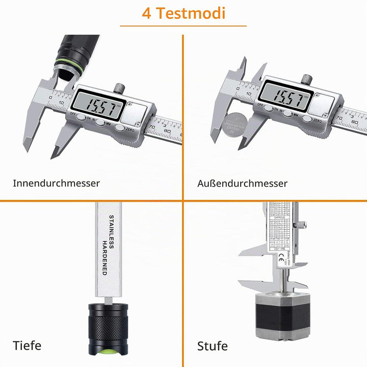 Neoteck Messschieber Digital Edelstahl 100mm mit LCD, Zoll/metrische Umrechnung, Schieblehre Messwer