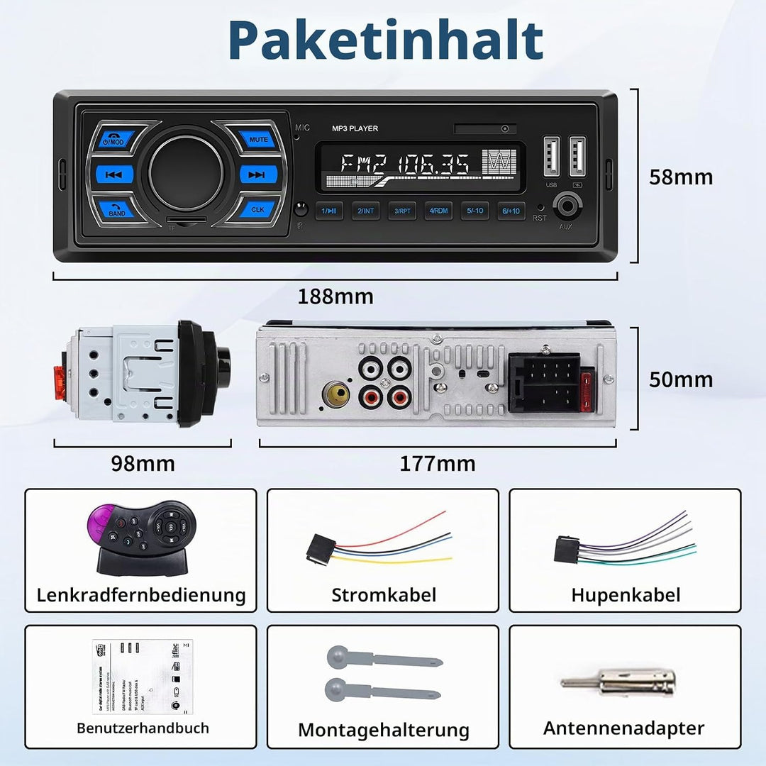 DAB/DAB+ 1Din Autoradio Bluetooth Freisprecheinrichtung, Hikity Auto MP3 Player Unterstützung für da