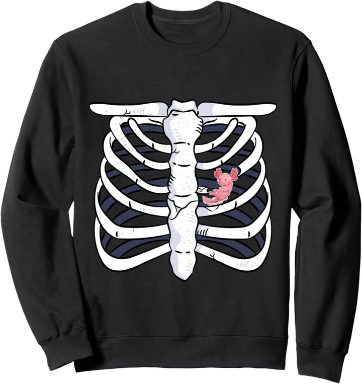 Axolotl Skelett Brustkorb Herz Karneval Faschings Kostüm Sweatshirt