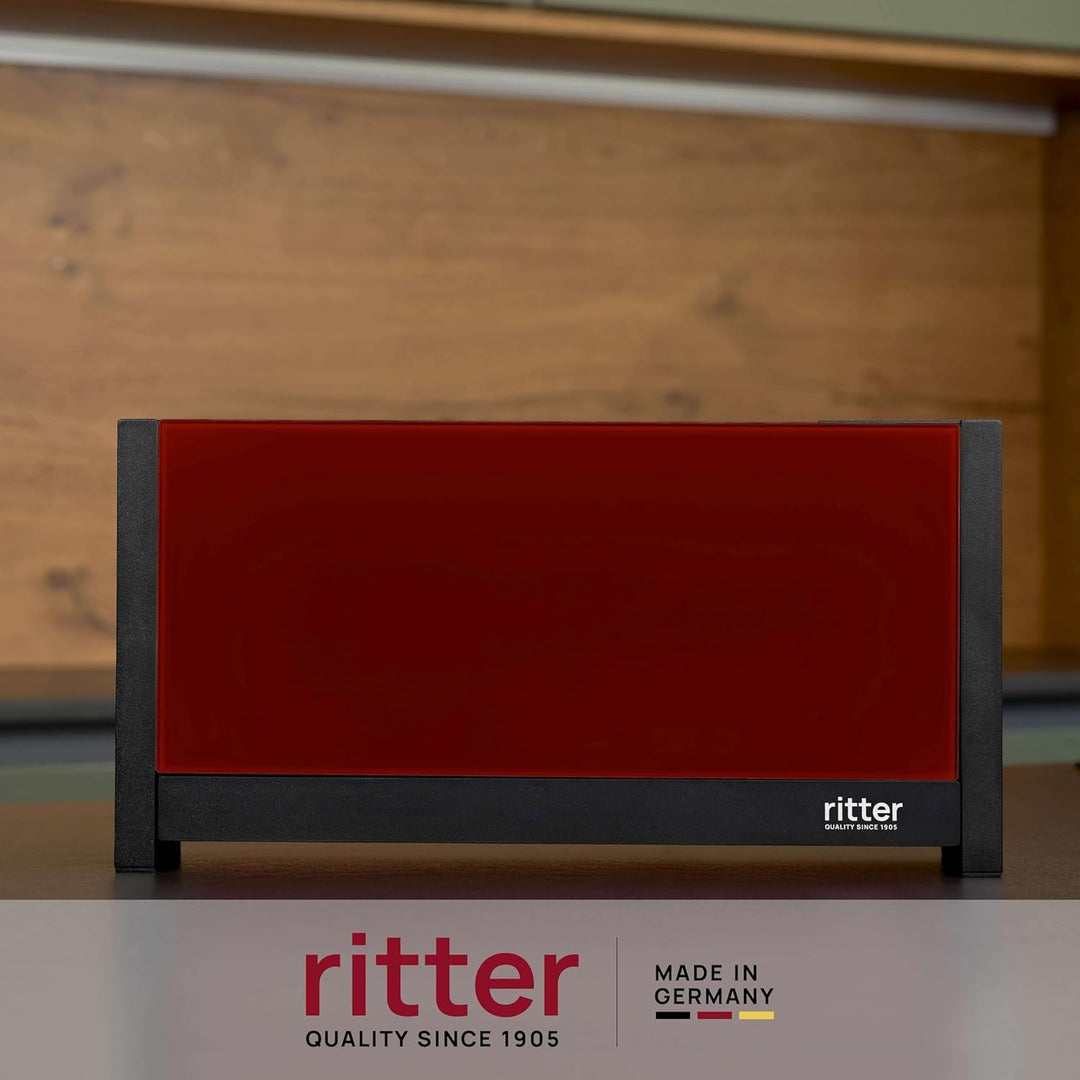 ritter volcano 5 Langschlitz-Toaster mit Brötchenaufsatz, extra schmal, Made in Germany, Rot Rot Toa