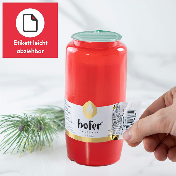 12er Set HOFER KOMPOSITIONS-ÖL-LICHT gross [rot] ca. 100 Std. Brenndauer | Trauerlicht für Grablater