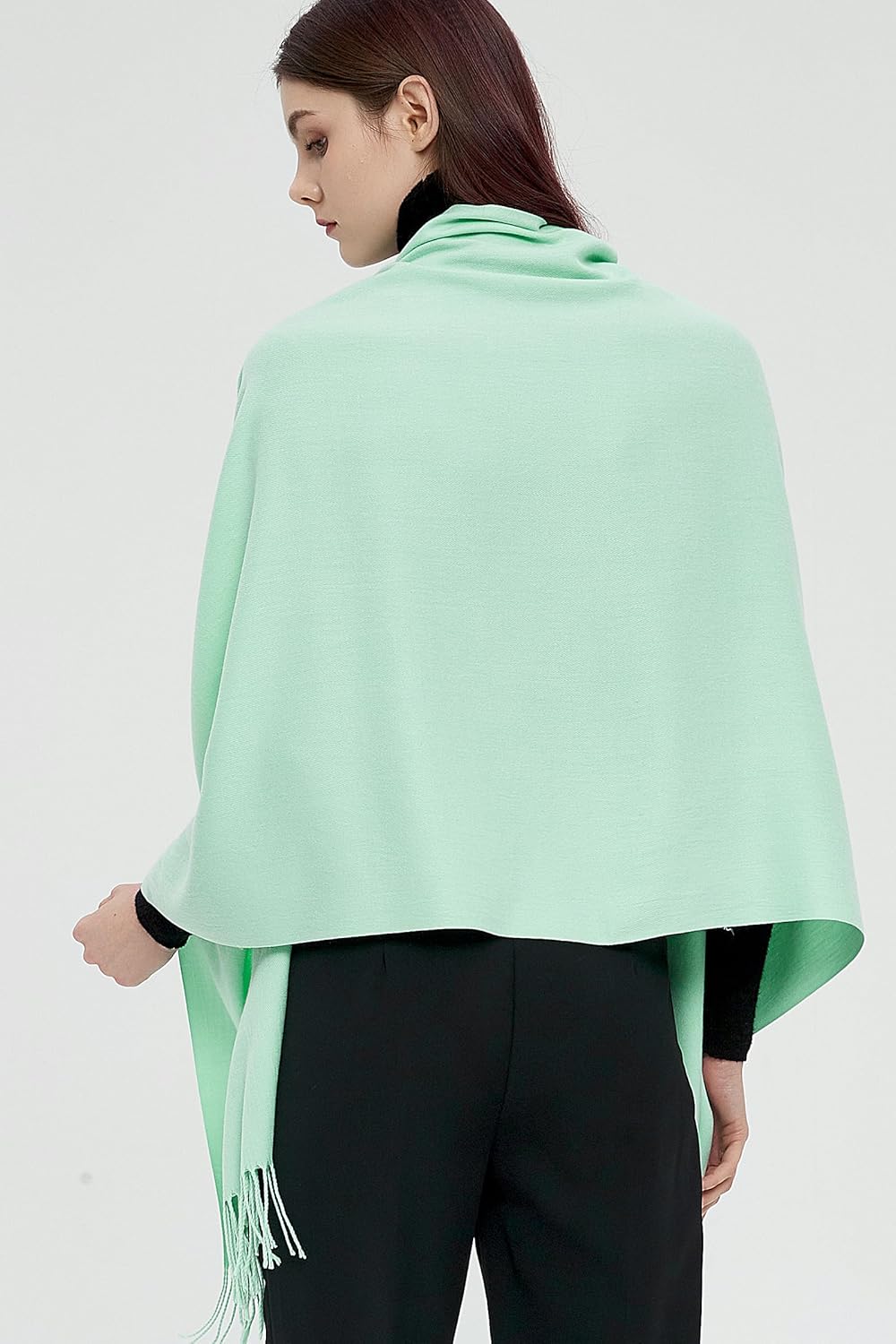 Pashmina Schals und Wraps Schals für Damen Hochzeit Party Winter Warme Lange Solid Color Mintgrün, M