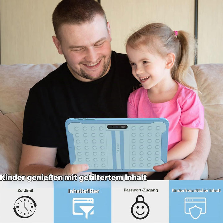 PRITOM Kinder Tablet 10 inch, Android 10,3G Telefon Tablet, Kindersicherung, WiFi Tablet für Kind, 6